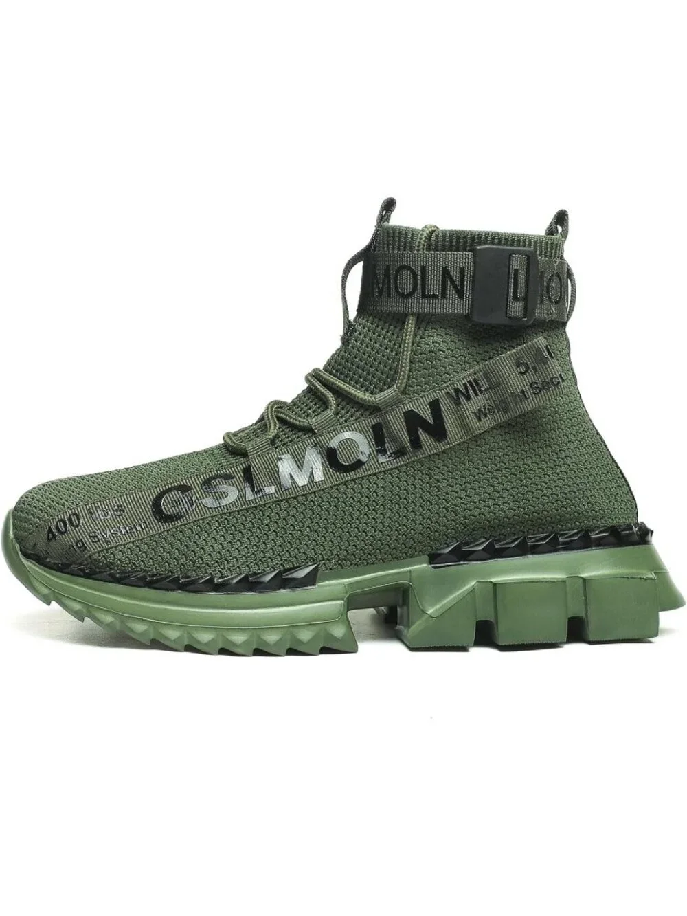 🆕Men's Green High Top Sneakers Breathable Gym Athletic Running Walking Tennis